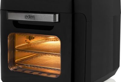 Airfryer XXL - Eden ED-7017 - Heteluchtfriteuse oven met 10 programma's - Volume van 12 liter – Inclusief gratis roterende mand en rotisserievork - Zwart