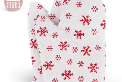 TAVAS Moois sneeuwvlok 2 Stuks Ovenwanten Hittebestendige Ovenhandschoen Katoen | Rood, Wit | Kerst Cadeau voor haar, Christmas Gift | Thermolite tot 220°C