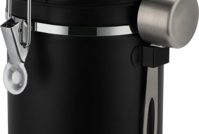 koffie bewaarbus luchtdicht met CO2 uitlaat - koffieblik bewaarblik voor 500 gr koffiebonen - Zwart - 1.2L