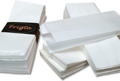 Prigta - Papieren zakken - met zijvouw - wit - 50 stuks - 2 pond - 16x10x31cm - vetvrij / Ersatz / snackzak / oliebollenzak