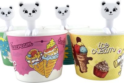 PrimeKitchen kunststof ijsbeker inclusief lepel – set van 4 - ijsbakje - ijsvormpjes